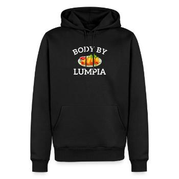 Body by lumpia, food filipino - Männer Premium Bio Hoodie - Schwarz - Vorne - Nico (187cm)