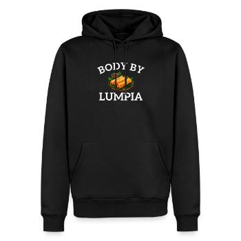 Body by lumpia, food filipino - Männer Premium Bio Hoodie - Schwarz - Vorne - Nico (187cm)