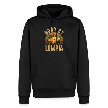 Body by lumpia, food filipino - Männer Premium Bio Hoodie - Schwarz - Vorne - Nico (187cm)