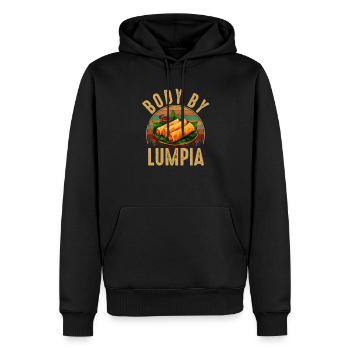 Body by lumpia, food filipino - Männer Premium Bio Hoodie - Schwarz - Vorne - Nico (187cm)