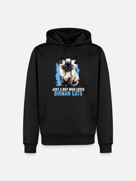 Birman Cat Birma Katze - Männer Premium Bio Hoodie - Schwarz
