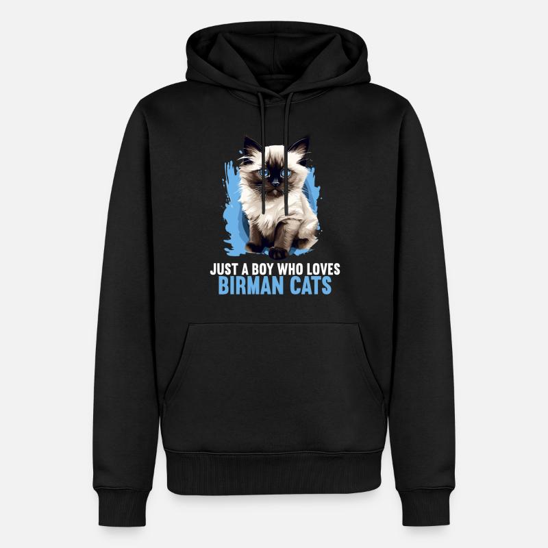 Birman Cat Birma Katze - Männer Premium Bio Hoodie - Schwarz
