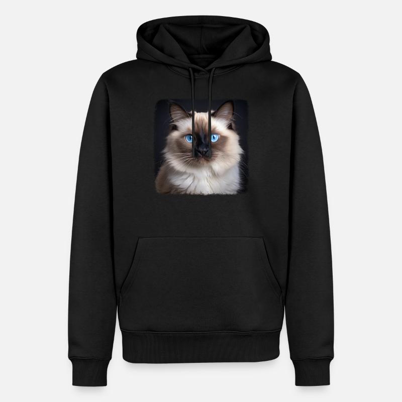 Chat de Birmanie Birma Katze - Sweat à capuche Premium bio Homme - noir