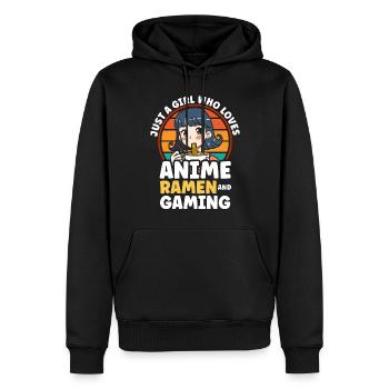 Anime Ramen Und Gaming Gamer Anime - Männer Premium Bio Hoodie - Schwarz - Vorne - Nico (187cm)