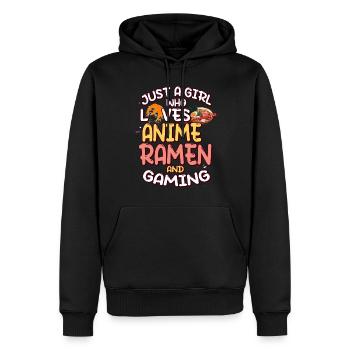 Anime Ramen Und Gaming Gamer Anime - Männer Premium Bio Hoodie - Schwarz - Vorne - Nico (187cm)