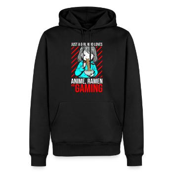 Anime Ramen Und Gaming Gamer Anime - Männer Premium Bio Hoodie - Schwarz - Vorne - Nico (187cm)