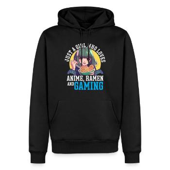 Anime Ramen Und Gaming Gamer Anime - Männer Premium Bio Hoodie - Schwarz - Vorne - Nico (187cm)