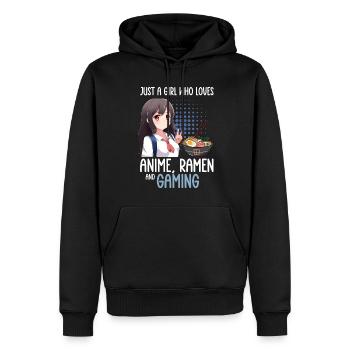 Anime Ramen Und Gaming Gamer Anime - Männer Premium Bio Hoodie - Schwarz - Vorne - Nico (187cm)