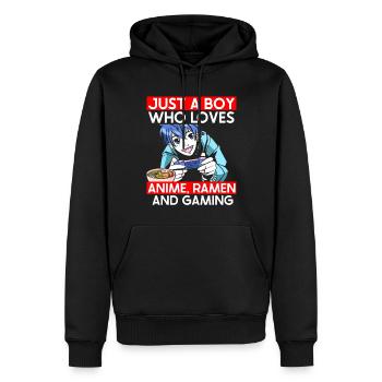 Anime Ramen Und Gaming Gamer Anime - Männer Premium Bio Hoodie - Schwarz - Vorne - Nico (187cm)
