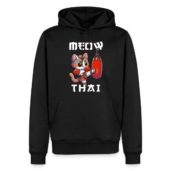 Muay Thai Boxing, Thai Boxing Kickboxen Meow Thai - Männer Premium Bio Hoodie - Schwarz - Vorne - Nico (187cm)