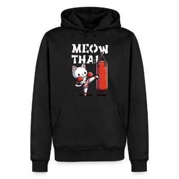Muay Thai Boxing, Thai Boxing Kickboxen Meow Thai - Männer Premium Bio Hoodie - Schwarz - Vorne - Nico (187cm)
