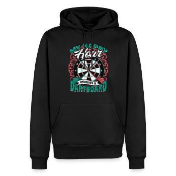 Dart Player Darter - Men’s Premium Organic Hoodie - black - Front - Nico (187cm)