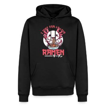 Axolotl liebt Ramen Bowl Kawaii Anime - Männer Premium Bio Hoodie - Schwarz - Vorne - Nico (187cm)
