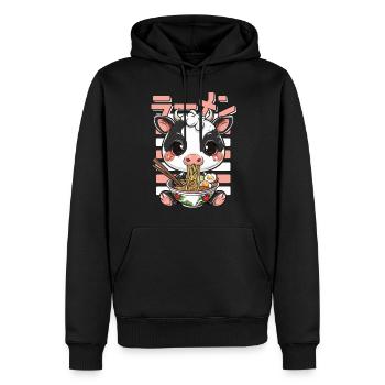 Vache Aime Ramen Bowl Kawaii Anime - Sweat à capuche Premium bio Homme - noir - Devant - Nico (187cm)
