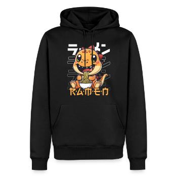 Dinosaure Aime Ramen Bowl Kawaii Anime - Sweat à capuche Premium bio Homme - noir - Devant - Nico (187cm)