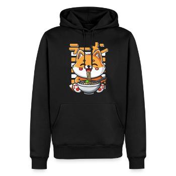 Chien Aime Ramen Bol Kawaii Anime - Sweat à capuche Premium bio Homme - noir - Devant - Nico (187cm)