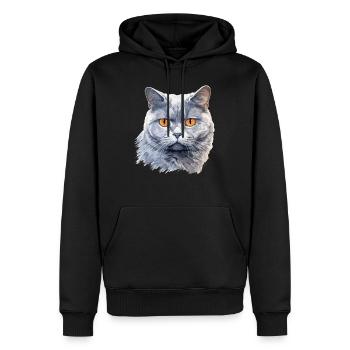 Chat Chats British Shorthair British Shorthair - Sweat à capuche Premium bio Homme - noir - Devant - Nico (187cm)