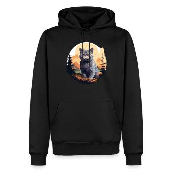 Chat Chats British Shorthair British Shorthair - Sweat à capuche Premium bio Homme - noir - Devant - Nico (187cm)