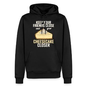 Cadeau de gâteau au fromage - Sweat à capuche Premium bio Homme - noir - Devant - Nico (187cm)