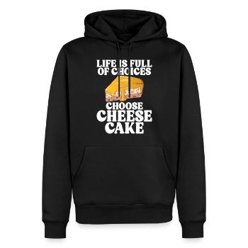 Cadeau de gâteau au fromage - Sweat à capuche Premium bio Homme - noir - Devant - Nico (187cm)
