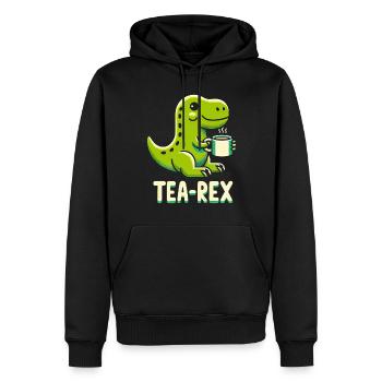 TEA-REX - Dinosaurier-Tee - Männer Premium Bio Hoodie - Schwarz - Vorne - Nico (187cm)