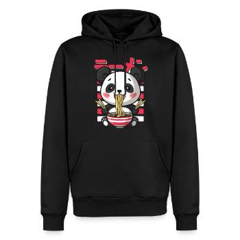 Panda Loves Ramen Bowl Kawaii Anime - Sweat à capuche Premium bio Homme - noir - Devant - Nico (187cm)