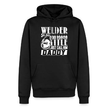 Welder Welder Daddy - Men’s Premium Organic Hoodie - black - Front - Nico (187cm)
