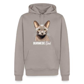 Burmese Cat Burma Katze - Men’s Premium Organic Hoodie - taupe - Front - Nico (187cm)
