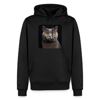 Chat Chats British Shorthair British Shorthair - Sweat à capuche Premium bio Homme - noir - Devant - Nico (187cm)