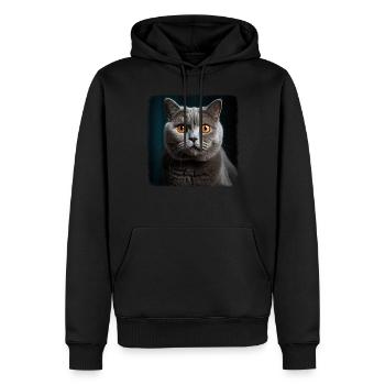 Chat Chats British Shorthair British Shorthair - Sweat à capuche Premium bio Homme - noir - Devant - Nico (187cm)