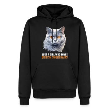 Chat Chats British Shorthair British Shorthair - Sweat à capuche Premium bio Homme - noir - Devant - Nico (187cm)