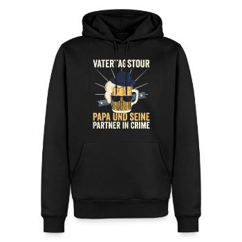 Papa Père Fête des Pères - Sweat à capuche Premium bio Homme - noir - Devant - Nico (187cm)