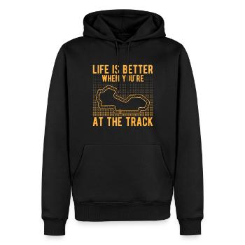 La vie de course de voiture de circuit est meilleure sur la piste cadeau - Sweat à capuche Premium bio Homme - noir - Devant - Nico (187cm)