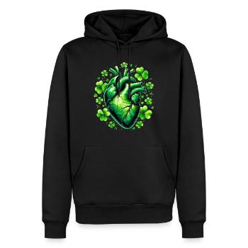 Shamrock coeur anatomique - Sweat à capuche Premium bio Homme - noir - Devant - Nico (187cm)