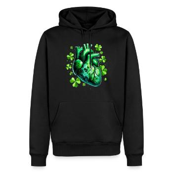 Coeur anatomique avec trèfles - Sweat à capuche Premium bio Homme - noir - Devant - Nico (187cm)