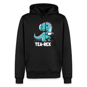 TEA-REX - Dinosaurier-Tee - Männer Premium Bio Hoodie - Schwarz - Vorne - Nico (187cm)