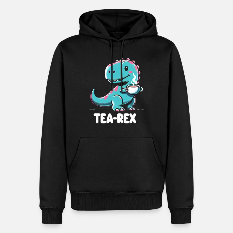 TEA-REX - Dinosaurier-Tee - Männer Premium Bio Hoodie - Schwarz