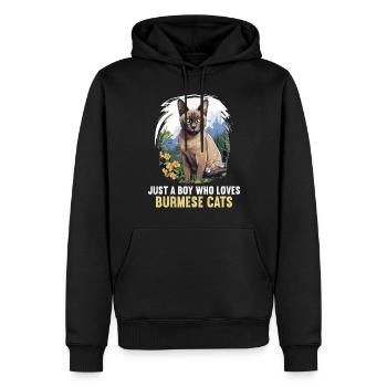 Chat birman Birmanie Katze - Sweat à capuche Premium bio Homme - noir - Devant - Nico (187cm)