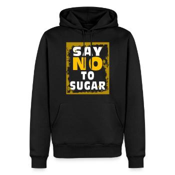 ZUCKER SAY NO TO SUGAR - Men’s Premium Organic Hoodie - black - Front - Nico (187cm)