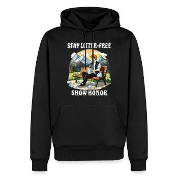 ABFALL STAY LITTER-FREE SHOW HONOR - Männer Premium Bio Hoodie - Schwarz - Vorne - Nico (187cm)