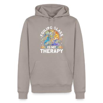 Drôle de vitrail - Sweat à capuche Premium bio Homme - taupe - Devant - Nico (187cm)