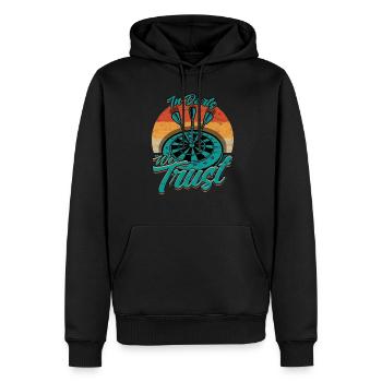 Dart Dartspieler Darter In Darts We Trust - Männer Premium Bio Hoodie - Schwarz - Vorne - Nico (187cm)