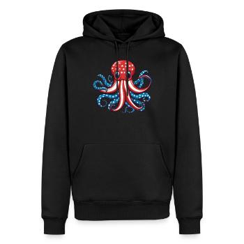Poulpe drapeau américain 4 juillet jour poulpe cadeau - Sweat à capuche Premium bio Homme - noir - Devant - Nico (187cm)