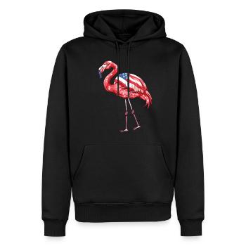 Flamants roses drapeau américain 4 juillet flamants roses cadeau - Sweat à capuche Premium bio Homme - noir - Devant - Nico (187cm)