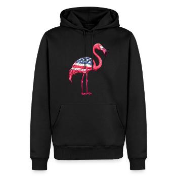Flamants roses drapeau américain 4 juillet flamants roses - Sweat à capuche Premium bio Homme - noir - Devant - Nico (187cm)