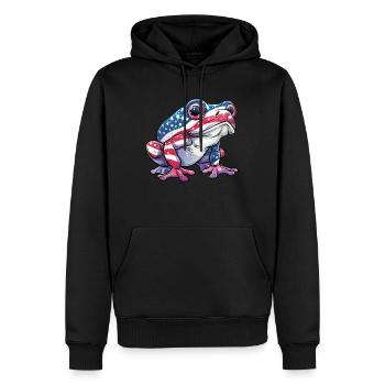 Grenouille drapeau américain 4 de juillet jour grenouille cadeaux - Sweat à capuche Premium bio Homme - noir - Devant - Nico (187cm)