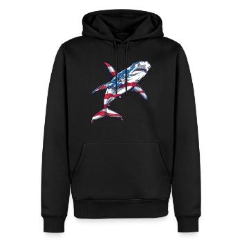 Hammerhead Shark American Flag 4th of July - Männer Premium Bio Hoodie - Schwarz - Vorne - Nico (187cm)