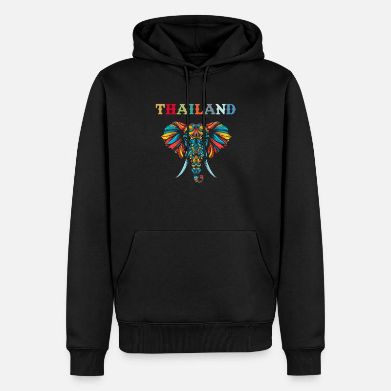 Éléphant Thaïlande - Sweat à capuche Premium bio Homme - noir