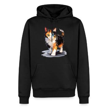 Chat calicot Chat porte-bonheur - Sweat à capuche Premium bio Homme - noir - Devant - Nico (187cm)