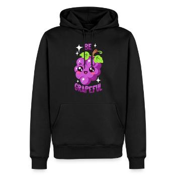 Grateful Grape, Gratitude, Grapes - Men’s Premium Organic Hoodie - black - Front - Nico (187cm)